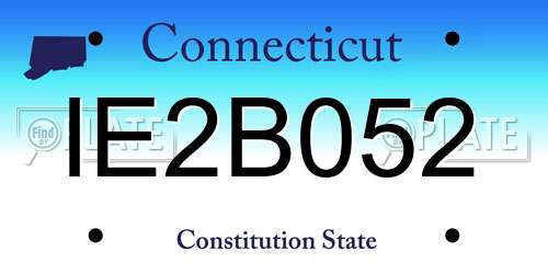 IE2B052 Connecticut License Plate
