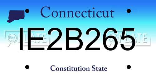 IE2B265 Connecticut License Plate