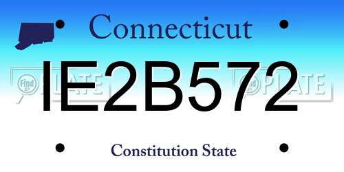 IE2B572 Connecticut License Plate
