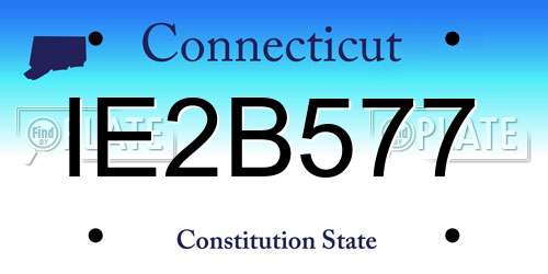 IE2B577 Connecticut License Plate