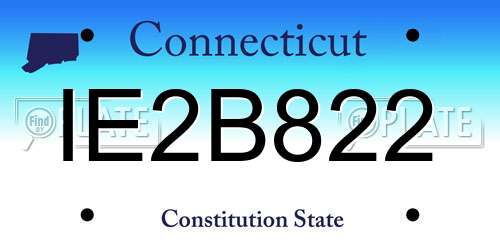 IE2B822 Connecticut License Plate