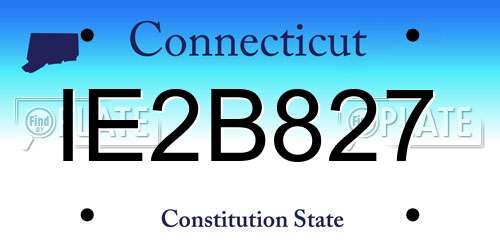 IE2B827 Connecticut License Plate