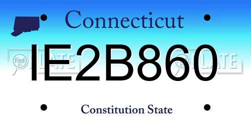 IE2B860 Connecticut License Plate