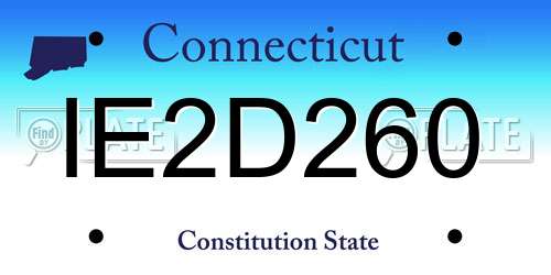 IE2D260 Connecticut License Plate