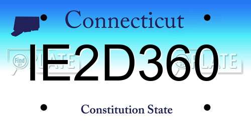 IE2D360 Connecticut License Plate
