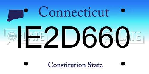 IE2D660 Connecticut License Plate
