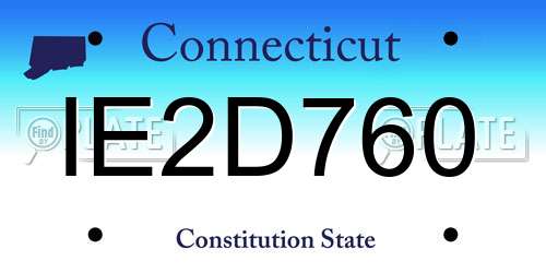 IE2D760 Connecticut License Plate