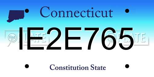 IE2E765 Connecticut License Plate