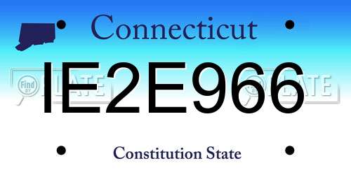 IE2E966 Connecticut License Plate