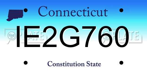 IE2G760 Connecticut License Plate