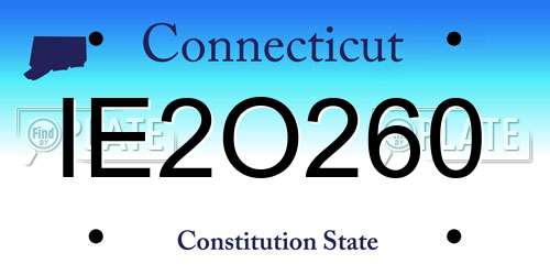 IE2O260 Connecticut License Plate
