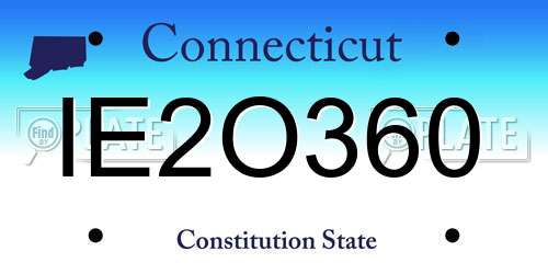 IE2O360 Connecticut License Plate