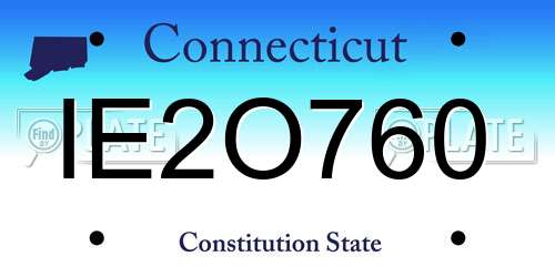 IE2O760 Connecticut License Plate