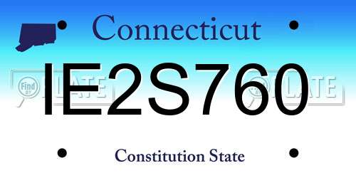 IE2S760 Connecticut License Plate
