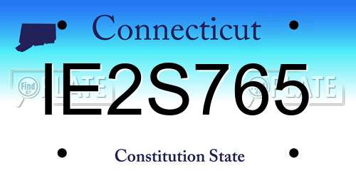 IE2S765 Connecticut License Plate