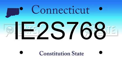 IE2S768 Connecticut License Plate