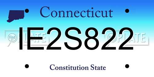 IE2S822 Connecticut License Plate