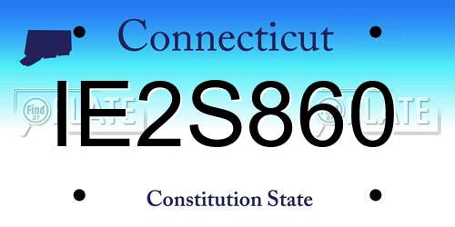 IE2S860 Connecticut License Plate