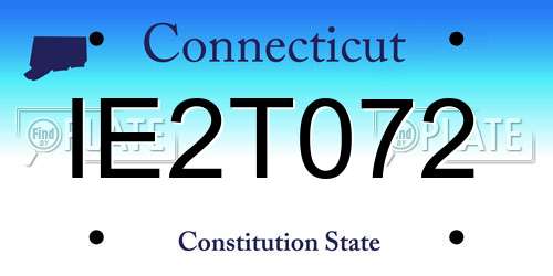 IE2T072 Connecticut License Plate