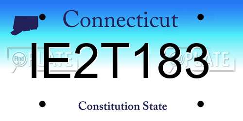 IE2T183 Connecticut License Plate