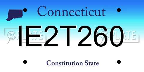 IE2T260 Connecticut License Plate