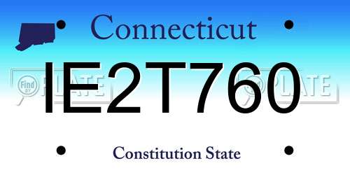 IE2T760 Connecticut License Plate