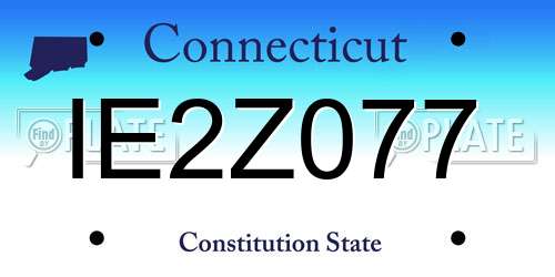IE2Z077 Connecticut License Plate