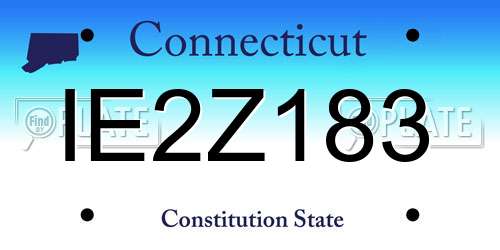 IE2Z183 Connecticut License Plate