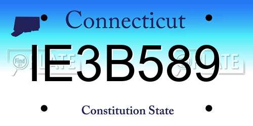 IE3B589 Connecticut License Plate