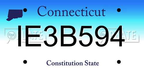 IE3B594 Connecticut License Plate