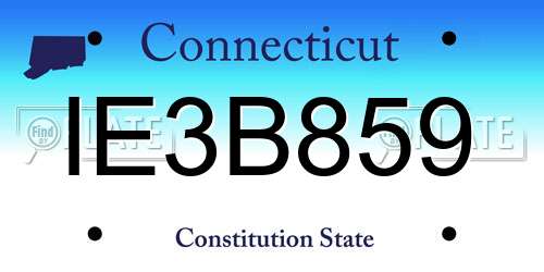 IE3B859 Connecticut License Plate