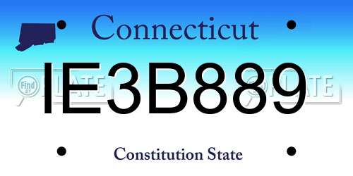 IE3B889 Connecticut License Plate
