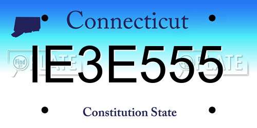 IE3E555 Connecticut License Plate