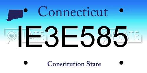 IE3E585 Connecticut License Plate