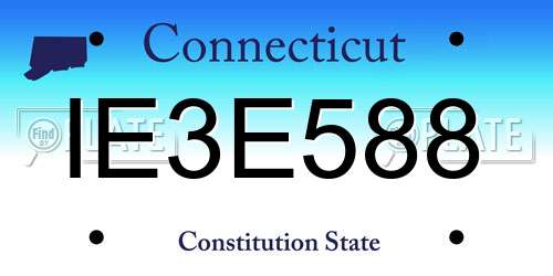 IE3E588 Connecticut License Plate