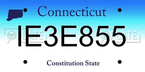 IE3E855 Connecticut License Plate