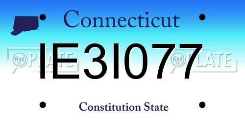 IE3I077 Connecticut License Plate