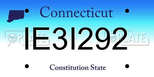 IE3I292 Connecticut License Plate