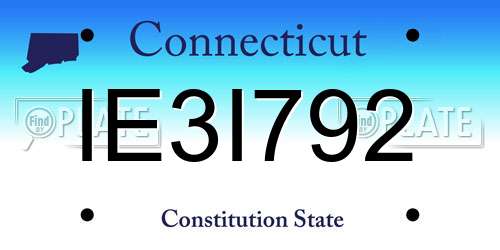 IE3I792 Connecticut License Plate