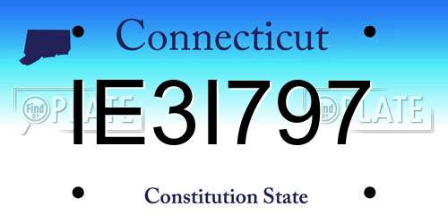 IE3I797 Connecticut License Plate