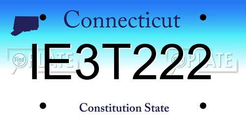 IE3T222 Connecticut License Plate