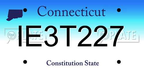 IE3T227 Connecticut License Plate