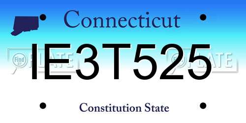 IE3T525 Connecticut License Plate