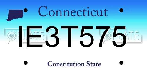 IE3T575 Connecticut License Plate