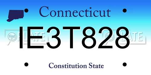 IE3T828 Connecticut License Plate