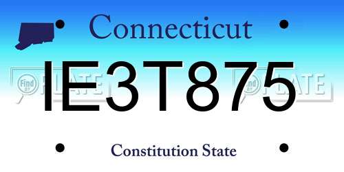 IE3T875 Connecticut License Plate