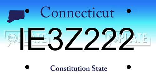 IE3Z222 Connecticut License Plate