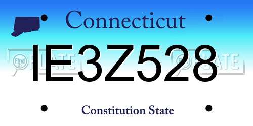 IE3Z528 Connecticut License Plate