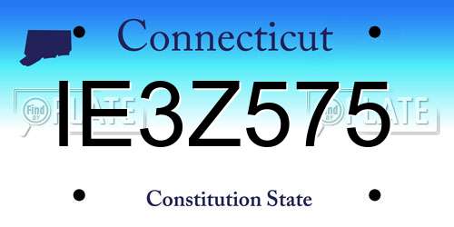 IE3Z575 Connecticut License Plate