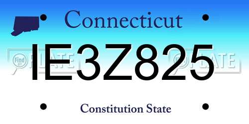 IE3Z825 Connecticut License Plate
